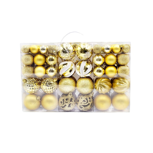 Toystoory 101 piezas de decoraciones navideñas duraderas y confiables, bolas colgantes para decoración del hogar, fiesta de boda Kits de decoración para fiestas oro 101PCS
