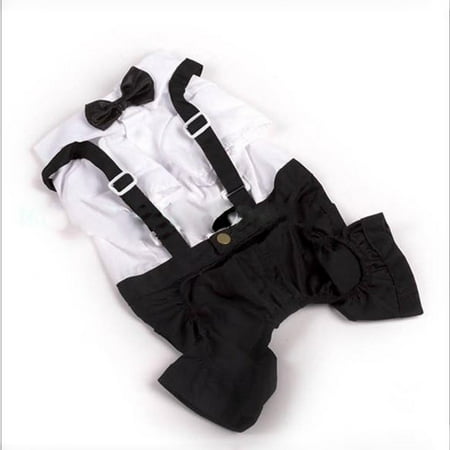 Pet Dog Tuxedo Bow Tie Clothes Wedding Suit Puppy Costumes