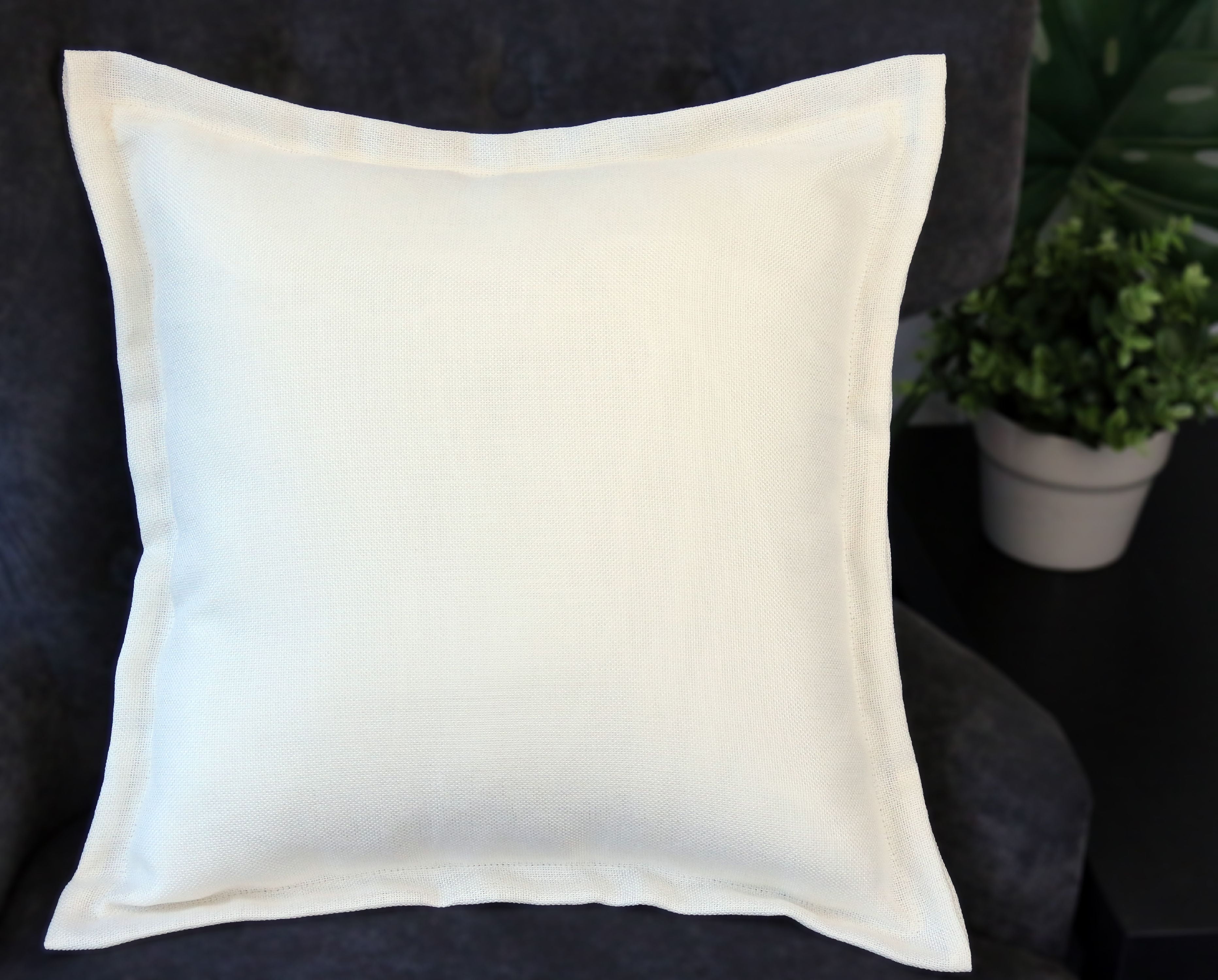Aiking Home 24"x24" Solid Faux Linen Throw Pillow COVER, Ivory