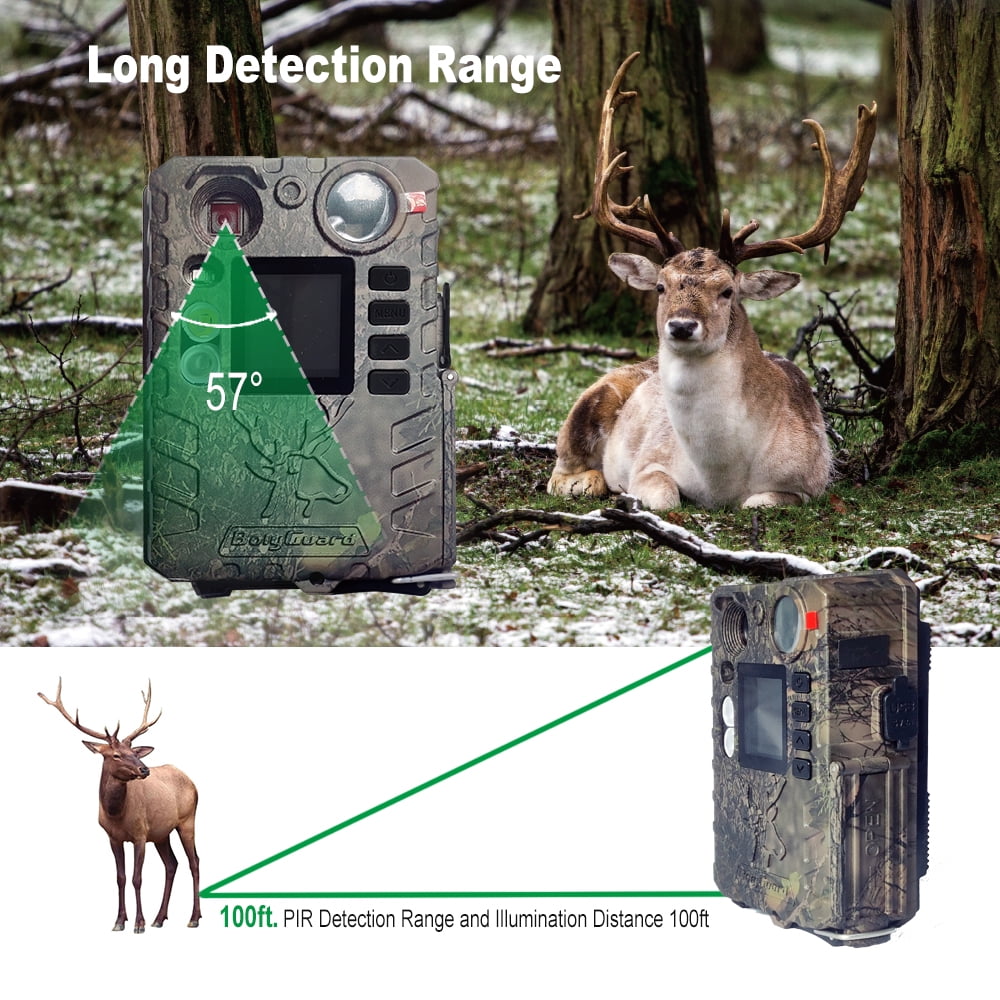 BOLY Hunting Game Camera, 37MP 4K 940nm No Glow & White LED Night Vision Trail Camera, Included 18650 Battery and TF Card, IP66 Waterproof Wildlife Scouting Camera