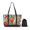 thumbnail image 7 of FORMRS Laptop Tote Bag for Women with 15.6" Computer Compartments Handbag, Orange Japanese Flowers Pattern, 7 of 7