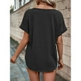 thumbnail image 4 of Summer Plus Size Tops for Women Plain Short Sleeve V Neck T Shirts for Women Dressy Casual Work Office Blouses, 4 of 6