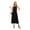 Black, variant on Women's Pleated Spaghetti Strap Tie Waist Midi Dress 95% Polyester 5% Spandex Lightweight Sheer Finish for any occasion