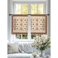 thumbnail image 4 of Boho Geometric Sheer Curtains 54 Inch Length 2 Panels Set, Country Ethnic Nation Abstract Motifs Voile Window Treatment Rod Pocket Short Kitchen Curtains Drapes for Bedroom 52"x54"x2, 4 of 7