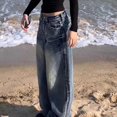 thumbnail image 2 of Y2k 2000s Vintage Baggy Jeans Woman Harajuku Streetwear Oversize Denim Pants Korean Style Gyaru Grunge Hip Hop Trousers, 2 of 5