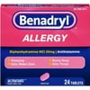 Benadryl Ultratabs Antihistamine Allergy Relief Tablets, Diphenhydramine HCl 25mg, 24 Ea