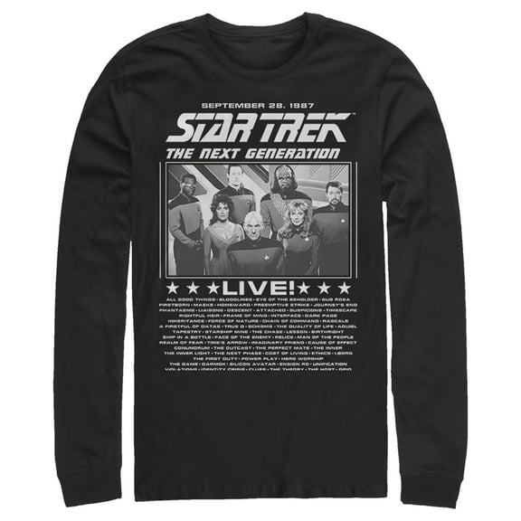 Men's Star Trek: The Next Generation Concert Poster Long Sleeve Shirt Black 2X Large