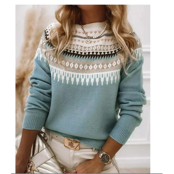 Sweaters for Women 2025 Crewneck Striped Cute Color Block Fall Winter Knitted Pullover Tops