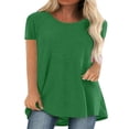 thumbnail image 1 of T-shirt à Manches Courtes pour Femmes, Hauts Grande Taille, Tunique Décontractée à Col en V, Blouse Ample, 1 of 2