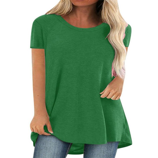 T-shirt à Manches Courtes pour Femmes, Hauts Grande Taille, Tunique Décontractée à Col en V, Blouse Ample