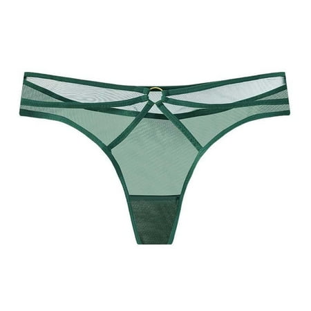 BYHONG Women s Fashion Sexy Thong Bottom Crotch Sexy Thin Belt Ring Breathable Ice Silk Seamless Underwear Women Panties Green L