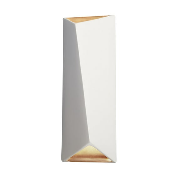 Justice Design CER-5895-MTGD Justice Design - 5895 - Ambiance Diagonal Rectangle Open Top and Bottom Sconce Matte White/Champagne Gold  Smooth Faux Finish Type