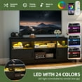 thumbnail image 6 of Uforic TV Cabinet with Storage, LED Lights, and Power Outlet, TV Stand for Living Room, Bedroom, or Apartment, Accommodate 65 Inch TVs, Black, 6 of 8