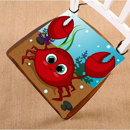 

ABPHQTO Red Sweet Crab Character Underwater World Smiling Crab Chair Pad Seat Cushion Chair Cushion Floor Cushion Two Sides Printing 16x16 Inch