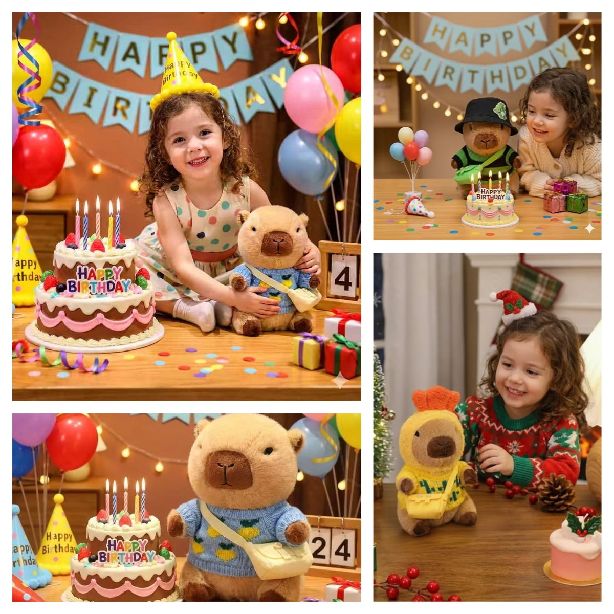 Dress-Up Capybara Plush Toy, 10.2 in Capybara Stuffed Animal with 8/9/10 Clothes & Accessories , Soft Plushie Gift for Kids