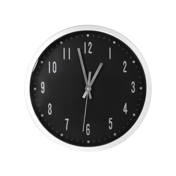 Reloj de Pared QZ Plata con fondo Negro 30 cm x 4 cm RLPLNE
