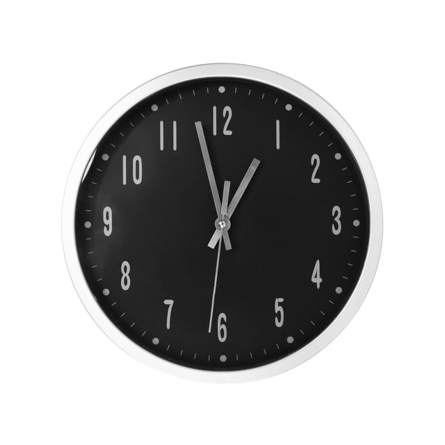 Reloj de Pared QZ Plata con fondo Negro 30 cm x 4 cm RLPLNE