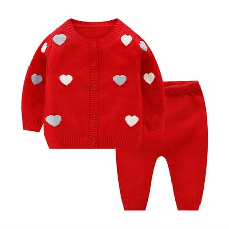 

koaiezne Toddler Kids Baby Girls Long Sleeve Love Print Sweater Cardigan Coat Solid Pant Trousers Set 2PCS Baby Girl Long Sleeve Girls Size 10 Summer Outfits