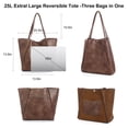 thumbnail image 3 of Bolso de mano Monrich, tamaño grande, 25 L, piel vegana para mujer, color marrón oscuro, 3 of 6