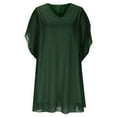 thumbnail image 5 of Womens Chiffon Cocktail Dresses Plus Size Elegant 3/4 Sleeve Swing Dress Summer Loose V Neck A-Line Party Dress, 5 of 7