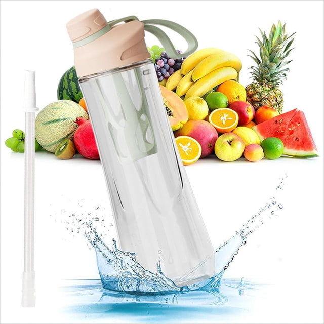 Botella Para Beber Al Aire Libre 700 Ml Taza De Agua A Prueba De Fugas Hervidor Deportivo Con Contenedor De Frutas Y Botella De Agua Con Pajita Para Acampar Gimnasio Kearding OD016276-01