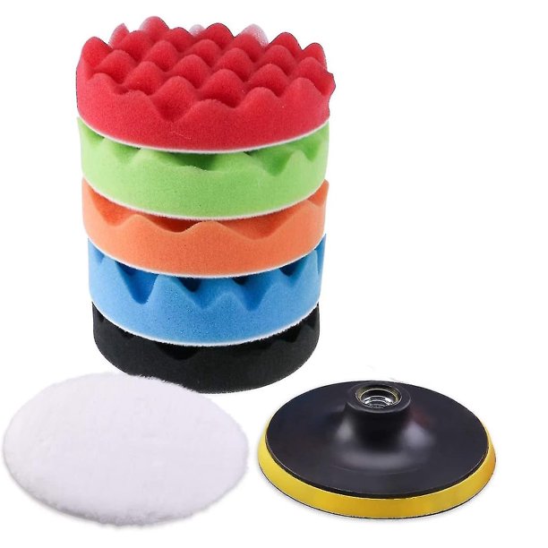 Esponja de pulido automático, Taladro accesorio de pulido, Juego de almohadillas de pulido, Juego de almohadillas de pulido de 5 pulgadas (1 juego, Multicolor)