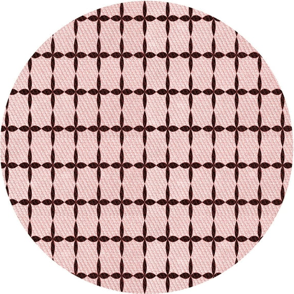 Ahgly Company Machine Washable Indoor Round Transitional Light Rose Pink Area Rugs, 8' Round