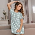 thumbnail image 3 of Rateoe White Swan Print Women’s Nightdress – Cozy Cotton Short-sleeved Sleep Shirt, Loose-Fit Sleepwear, Perfect for Relaxing and Sleeping, 3 of 6