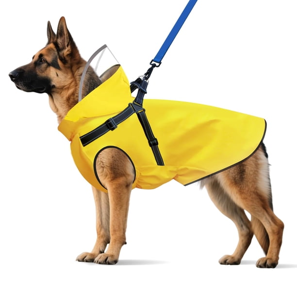 Chubasquero para perros Bsemax XXL con capucha reflectante impermeable amarilla
