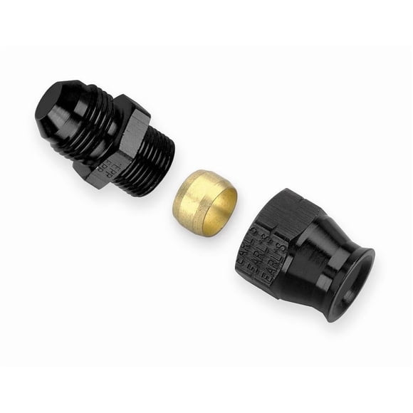 Earl s Plumbing Tube End Fitting AT165006ERL Ano-Tuff; -6 AN Male Fitting To 3/8 Inch Tube; Straight; Anodized; Aluminum; Bagged Packaging