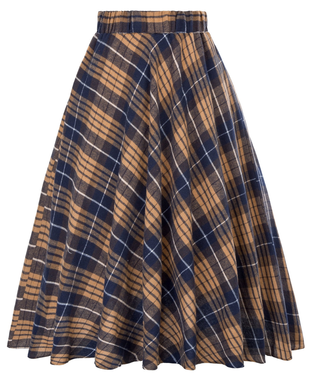 UHUSE - Women's Vintage Fashion Grid Pattern Plaid A-Line Skirt ...
