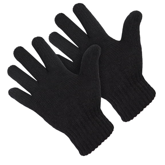 Men's Cold Weather Thermal Insulated Acrylic Rib Cuffed Black Gloves