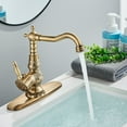 thumbnail image 5 of Antique Brass Bathroom Sink Faucet Lavatory Vanity Basin Mixer Faucet with Drain, 5 of 14