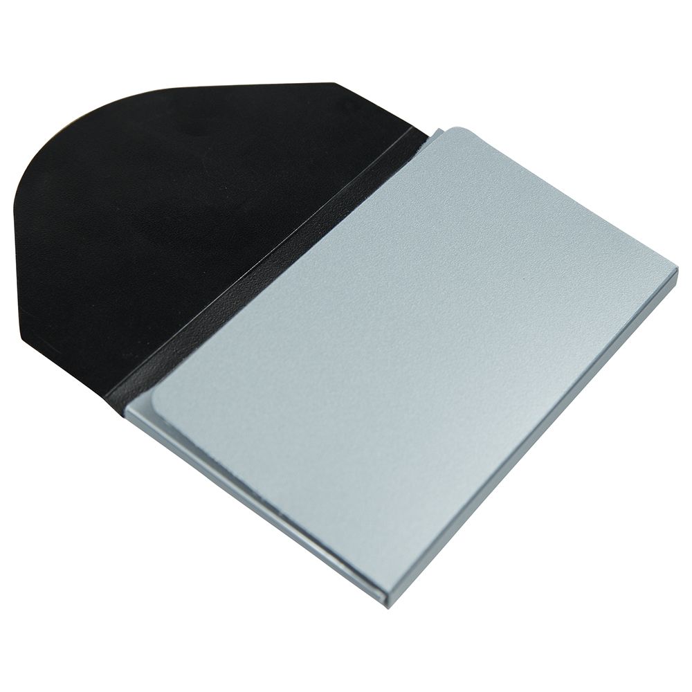 JAM Plastic Business Card Holder Case, 1/Pack, Silver Metallic