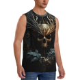 thumbnail image 2 of Pofeuu Vintage Ornate Skull Print Men's Muscle T-Shirt, Sleeveless, Muscle Tank, Classic Muscle Tee Top For Men Casual Sleeveless Muscle T-Shirt Trendy Clothes-Large, 2 of 7