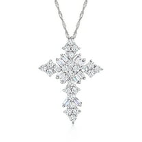 Ross-Simons 3.20 ct. t.w. CZ Crucifix Pendant Necklace in Sterling Silver, Women's, Adult