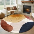 thumbnail image 2 of Round Rug 5ft Area Rug,Mid Century Abstract Geometric Area Rugs for Living Room Bedroom,Color Block Terracotta Aesthetic Floor Mat Non-Slip Non-Shedding Carpet Indoor Accent Rugs, 2 of 9
