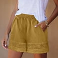 thumbnail image 5 of Shorts for Women JIANLAI Fashionable Lightweight Lace-Decorated Shorts, Stretch High-Waisted Shorts, Fluffy Shorts, Summer Suit with Pockets S-XXXL Yellow, 5 of 8