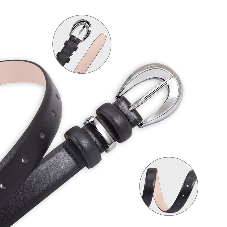Fianmy Women Skinny Leather Belt with Silver Buckle, Ladies  display picture 1