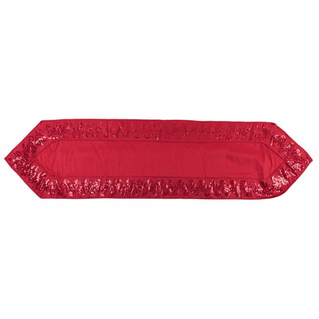 Vickerman Q169235 Rouge Sequin Feuille Table Runner - 6 Pi x 16 Po.