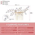 thumbnail image 5 of Miallo Gold Wedding Hair Comb - Vintage Crystal Bridal Headpiece - Leaf Hair Accessories for Bride, 5 of 7