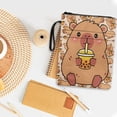 thumbnail image 3 of HELLHERO Book Cover Sleeve, 1pcs Polyester Fabric Decorative Design Storage & Portability for Books, Magazines, and Stationery, 11.42 x 8.66 Inch, Capybara Orange Pattern, 3 of 8