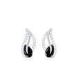 thumbnail image 3 of Rosec Jewels 0.50 CT Pear Shape Black Onyx and Moissanite Leaf Stud Earrings, 10K White Gold, 3 of 7