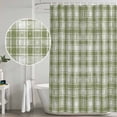thumbnail image 4 of Polyester Fabric Sage Green Plaid Shower Curtain, Modern Art Checkered Farmhouse Waterproof Bathtub Curtain Bathroom Decor Set with Hooks 72 x 78 Inches, 4 of 6