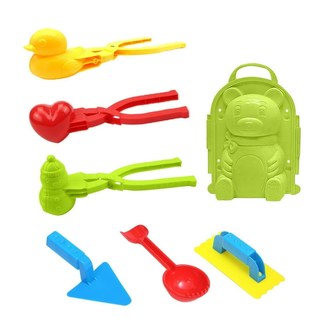 C 7 Piece Snow Clip Toy Kit For Children Winter Fun With Various Molds For Snow Sand Building And Imaginative Play