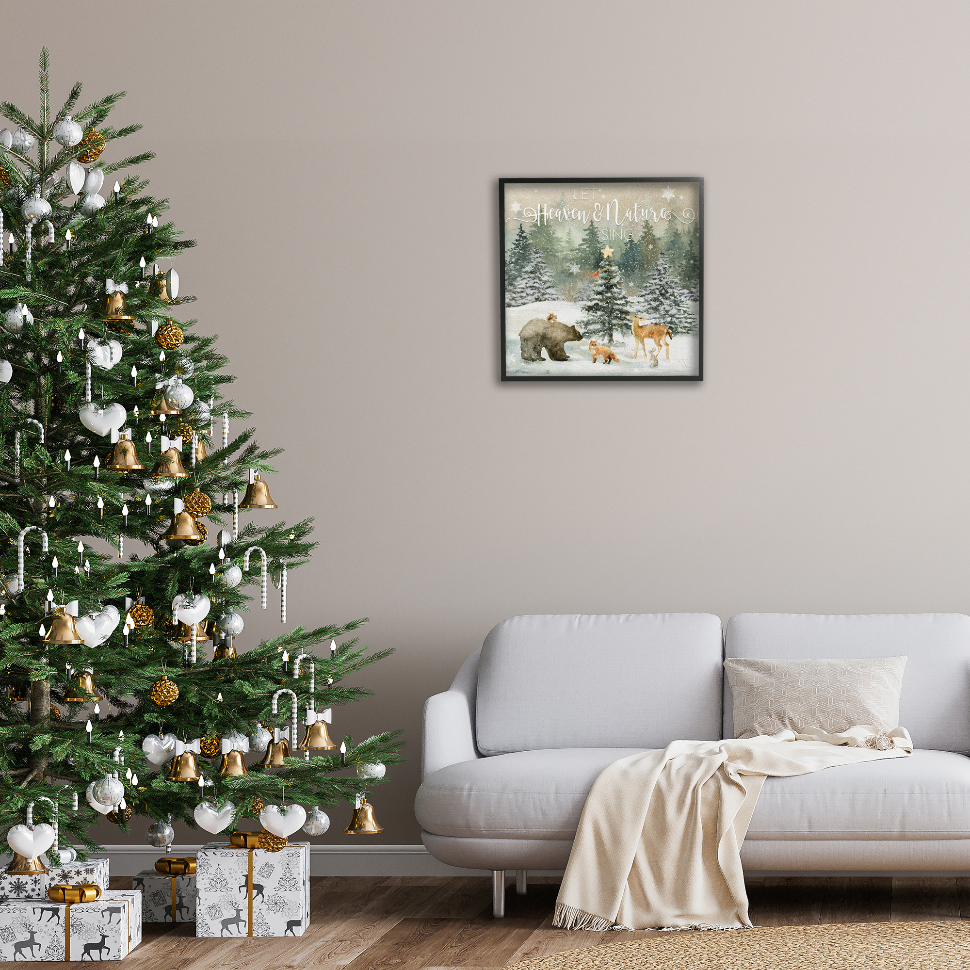Stupell Industries Inspiring Woodland Animals Landscape Painting Black Framed Art Prints Wall Art, 24 x 24
