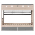 thumbnail image 4 of Harper & Bright Designs Twin over Twin Castle Bunk Bed with Storage Drawers and Shelf, Wooden Twin Size Bunk Beds Frame with LED Light for Bedroom, Gray, 4 of 11