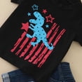 thumbnail image 5 of ASFGIMUJ Toddler Girls Short Sleeve Independence Day 4Th Of July Dinosaur Prints T Shirt Tops Denim Shorts Outfits,Size 4 Years-5 Years, 5 of 7