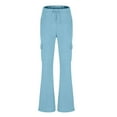 thumbnail image 3 of Women's Casual Workwear Sweatpants Casual Solid Color Pockets Wide Leg Sweat Pants Workwear Length Pants Light Blue XL, 3 of 5