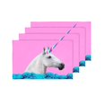 thumbnail image 4 of MKHERT Cute White Unicorn with Flowers Pink Placemats Table Mats for Dining Room Kitchen Table Decoration 12x18 inch,Set of 4, 4 of 4